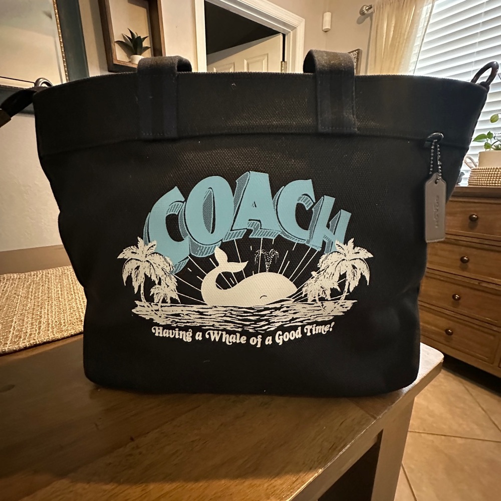 Coach Black Duffel Bag with Whale Design